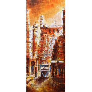 Dawood, 12 x 30 Inch, Acrylic on Canvas, Cityscape Painting, AC-DWD-003